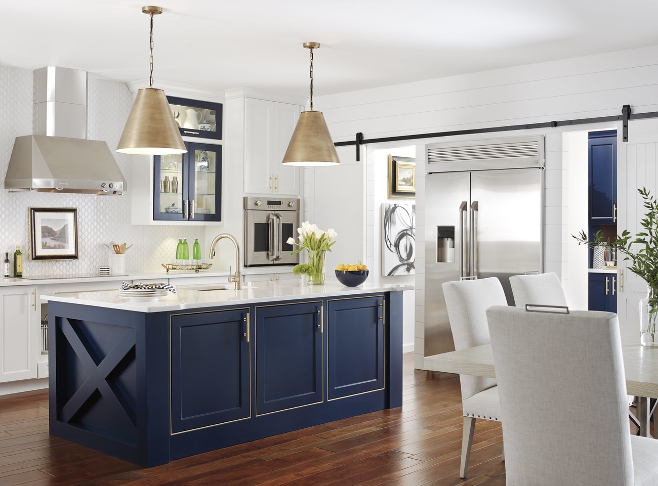 top modern kitchen navy blue and white Parr Cabinet Design Center